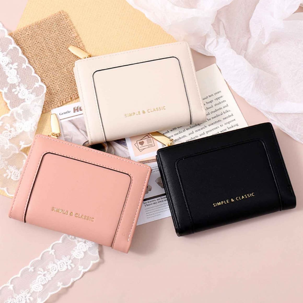 Դրամապանակներ XIMI 6941963962513 SIMPLE SPLICING TEXTURE ROUND LABEL BIFOLD WOMENS PURSE (962513)